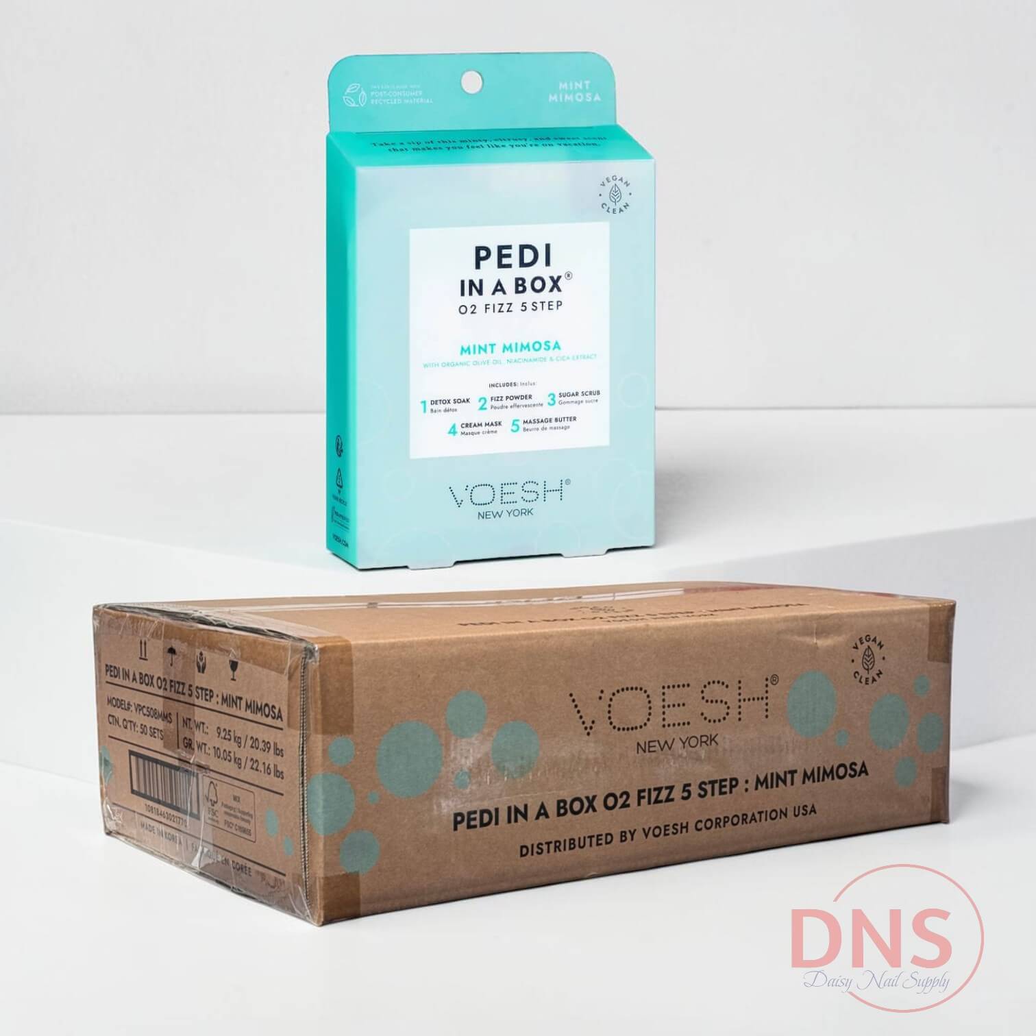 VOESH Pedi In A Box Deluxe  5 Step - O2 Fizz Mint Mimosa (Case of 50 Sets)