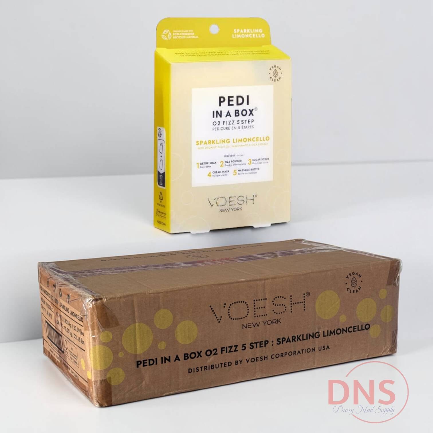 VOESH Pedi In A Box Deluxe  5 Step - O2 Fizz Sparkling Limoncello (Case of 50 Sets)