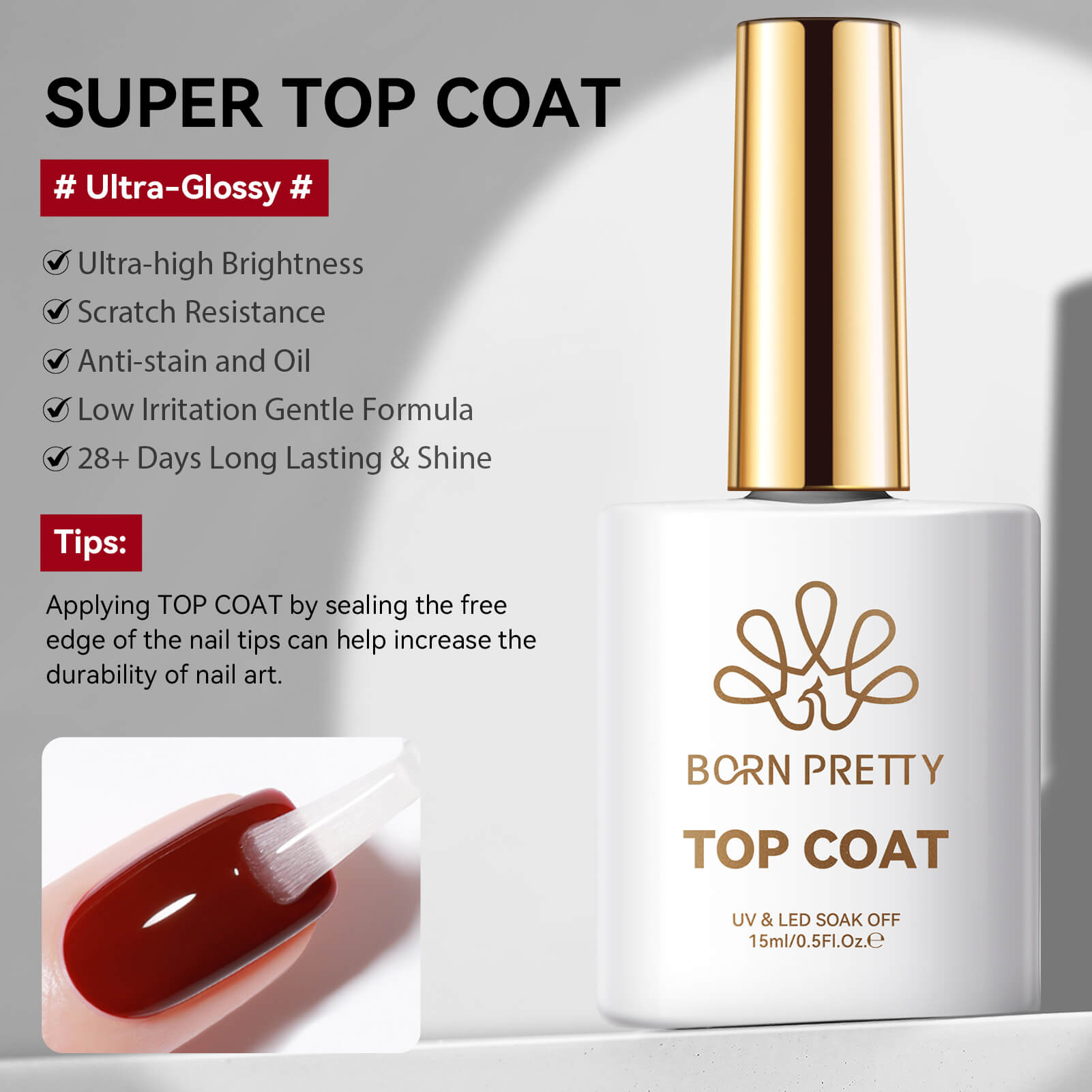 Born Pretty Funtional Nail Gel - Top Coat + Water Drop Top Coat Set