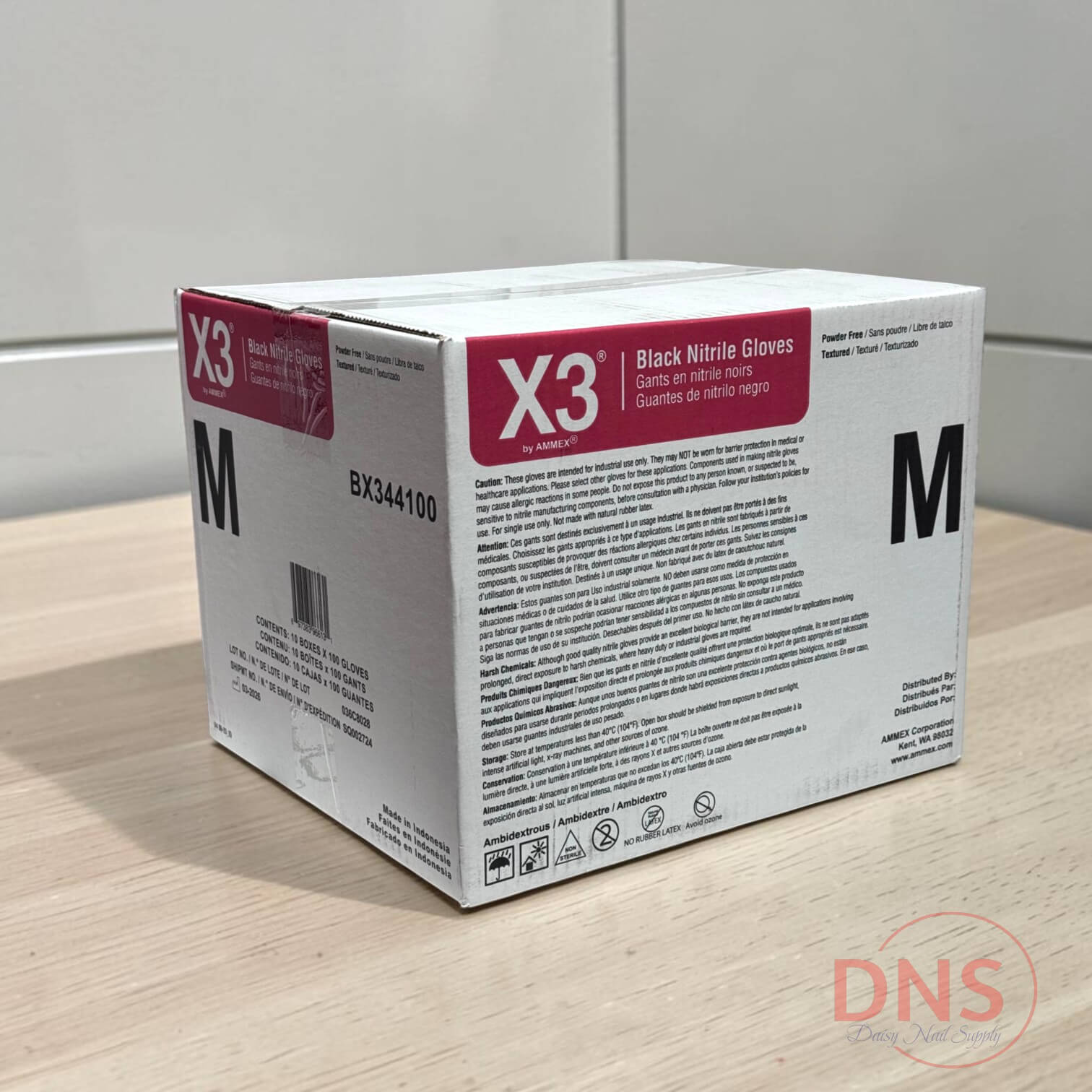 X3 Black Nitrile Glove - Size M (1 Case of 1000 Gloves)