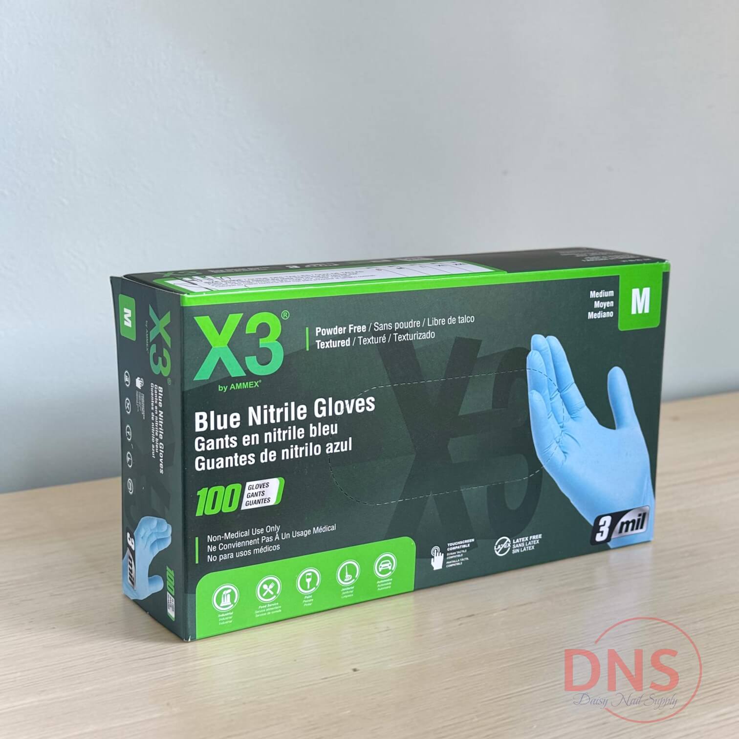 X3 Blue Nitrile Glove - Size M (1 Case of 1000 Gloves)