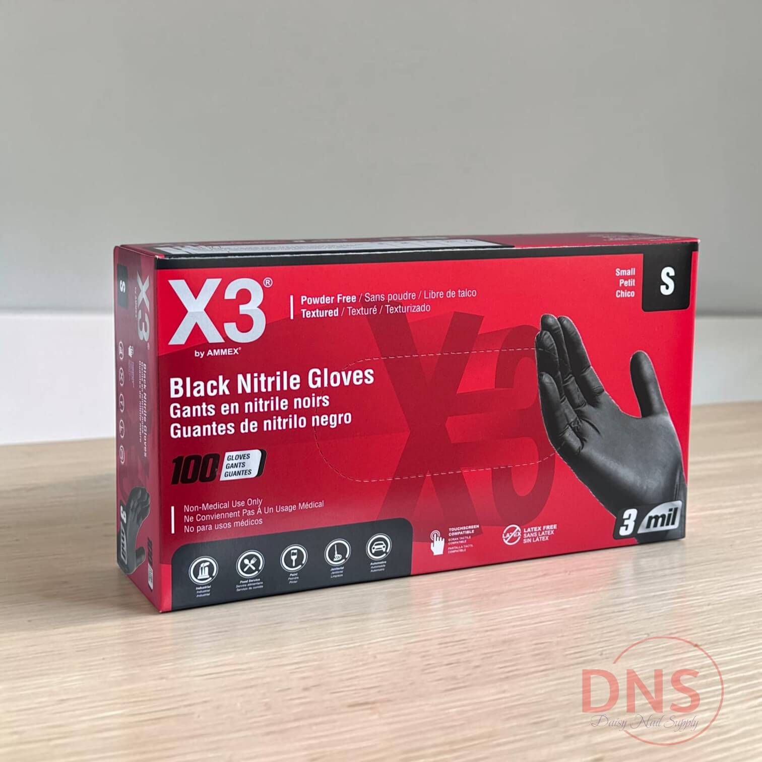 X3 Black Nitrile Glove - Size S (1 Case of 1000 Gloves)
