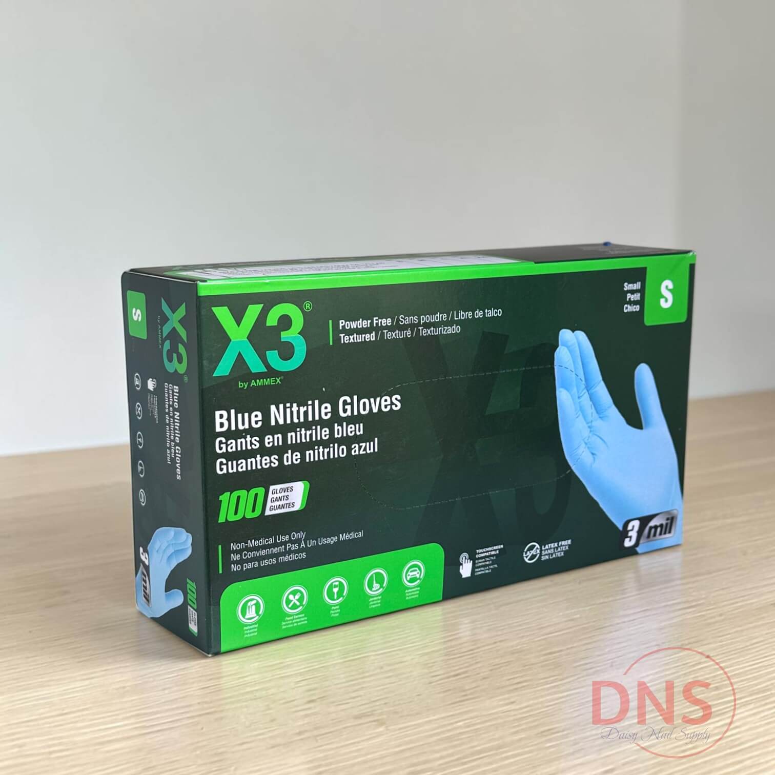X3 Blue Nitrile Glove - Size S (1 Case of 1000 Gloves)
