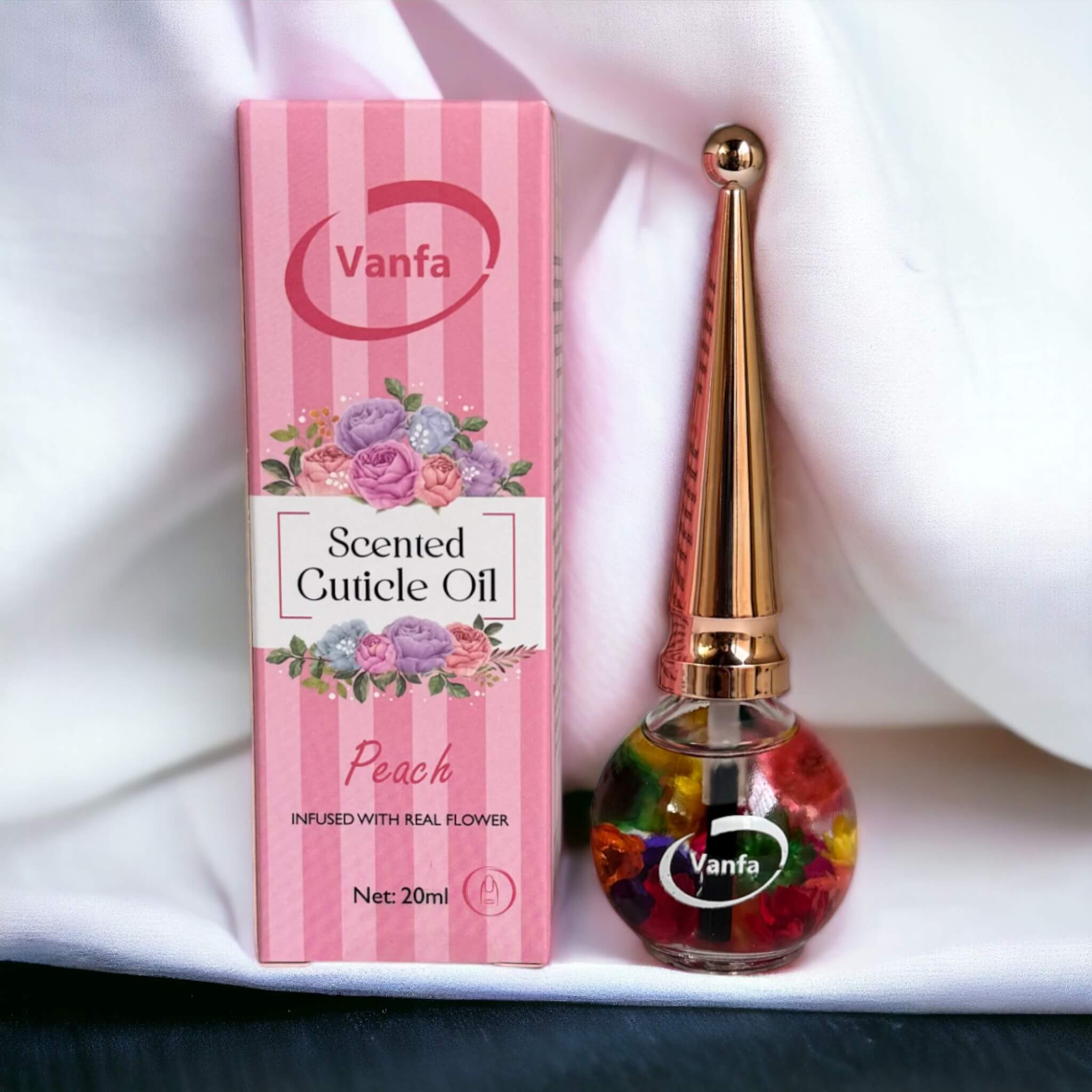 VANFA Cuticle Oil infused with real flower 0.42 Oz - Peach