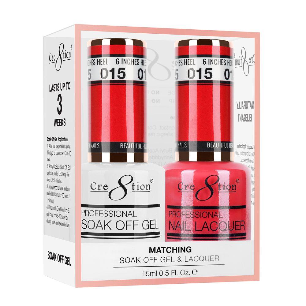 Cre8tion Soak Off Gel & Matching Nail Lacquer Set | 15- 6 Inches Heel