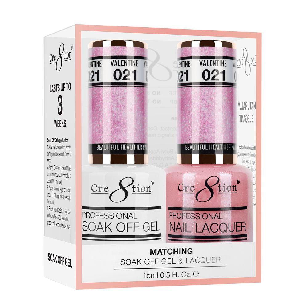 Cre8tion Soak Off Gel & Matching Nail Lacquer Set | 21 Valentine
