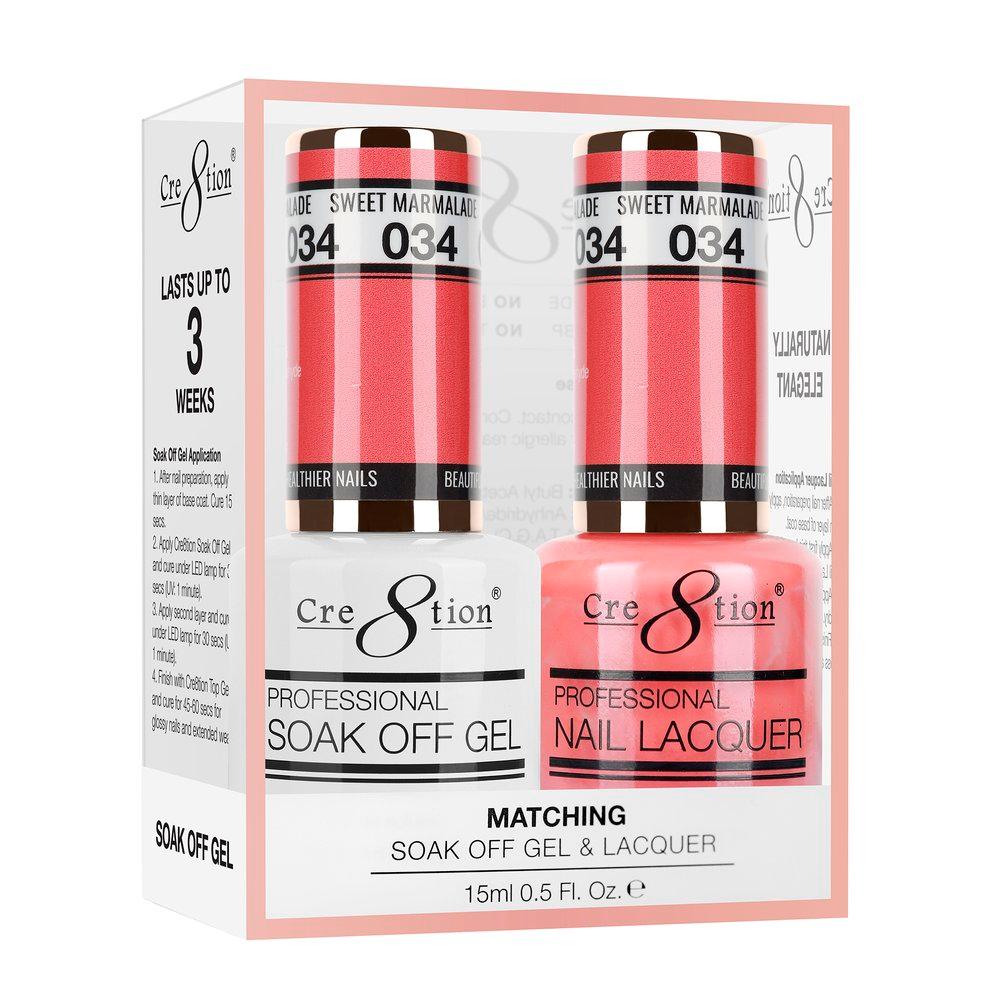 Cre8tion Soak Off Gel & Matching Nail Lacquer Set | 034 Sweet Marmalade