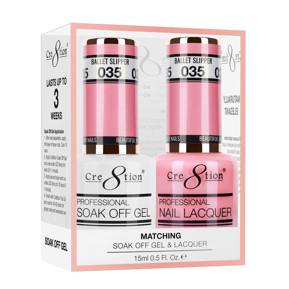 Cre8tion Soak Off Gel & Matching Nail Lacquer Set | 035 Ballet Slipper