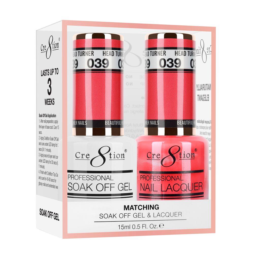 Cre8tion Soak Off Gel & Matching Nail Lacquer Set | 039 Head Turner