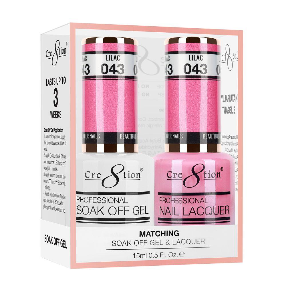 Cre8tion Soak Off Gel & Matching Nail Lacquer Set | 043 Lilac