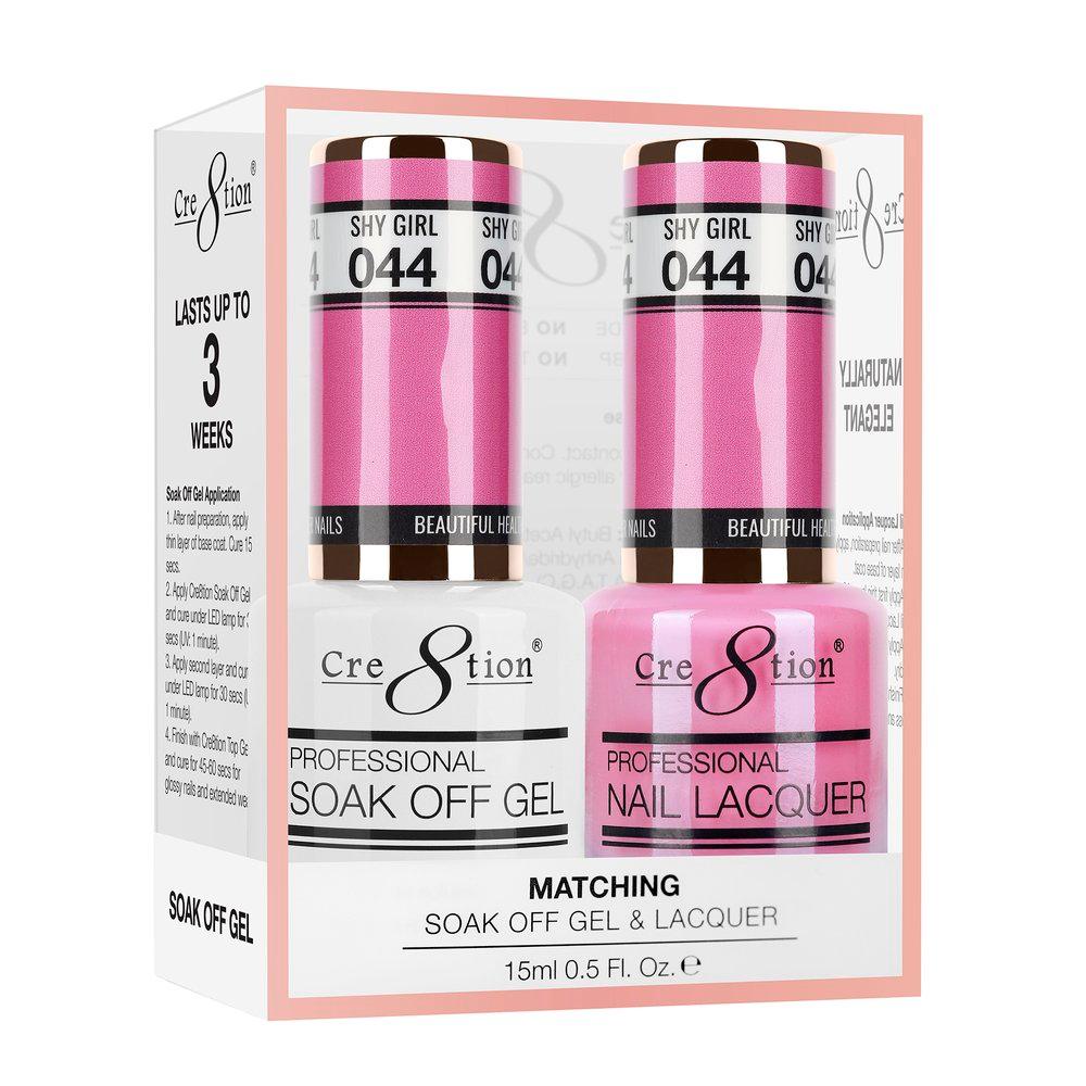 Cre8tion Soak Off Gel & Matching Nail Lacquer Set | 044 Shy Girl