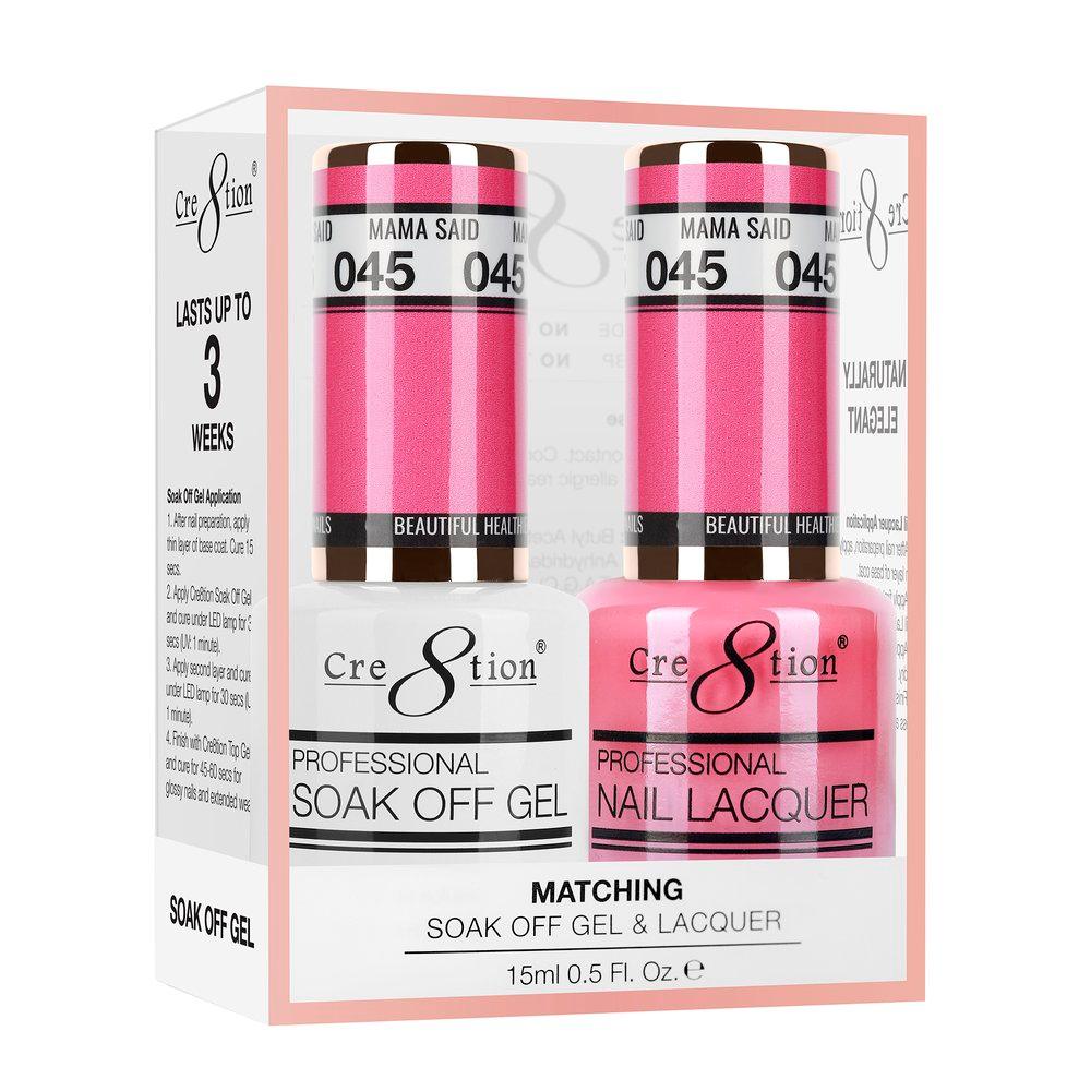 Cre8tion Soak Off Gel & Matching Nail Lacquer Set | 045 Mama Said