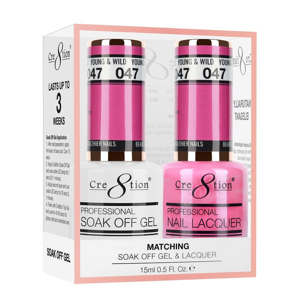 Cre8tion Soak Off Gel & Matching Nail Lacquer Set | 047 Young And Wild
