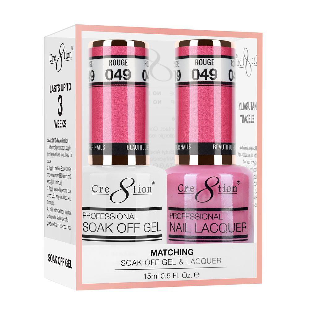 Cre8tion Soak Off Gel & Matching Nail Lacquer Set | 049 Rouge