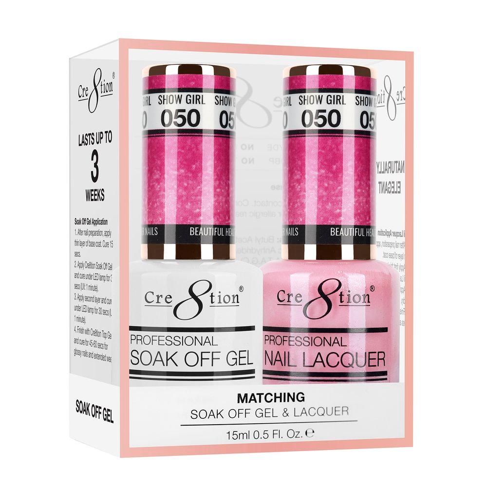Cre8tion Soak Off Gel & Matching Nail Lacquer Set | 050 Show Girl