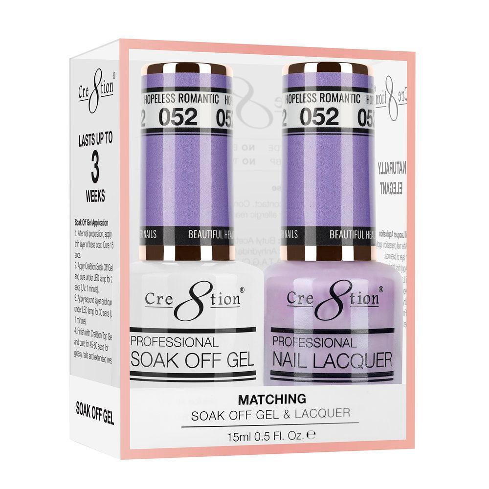 Cre8tion Soak Off Gel & Matching Nail Lacquer Set | 052 Hopeless Romantic