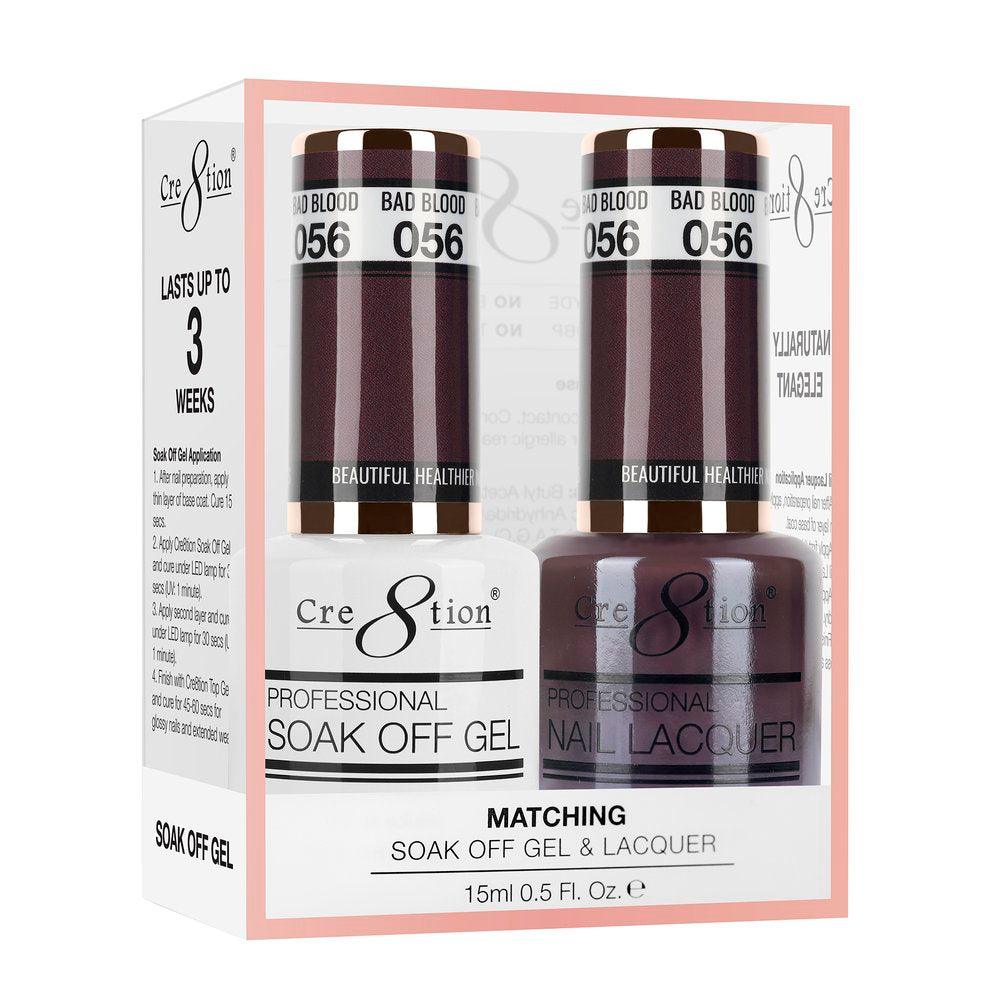 Cre8tion Soak Off Gel & Matching Nail Lacquer Set | 056 Bad Blood