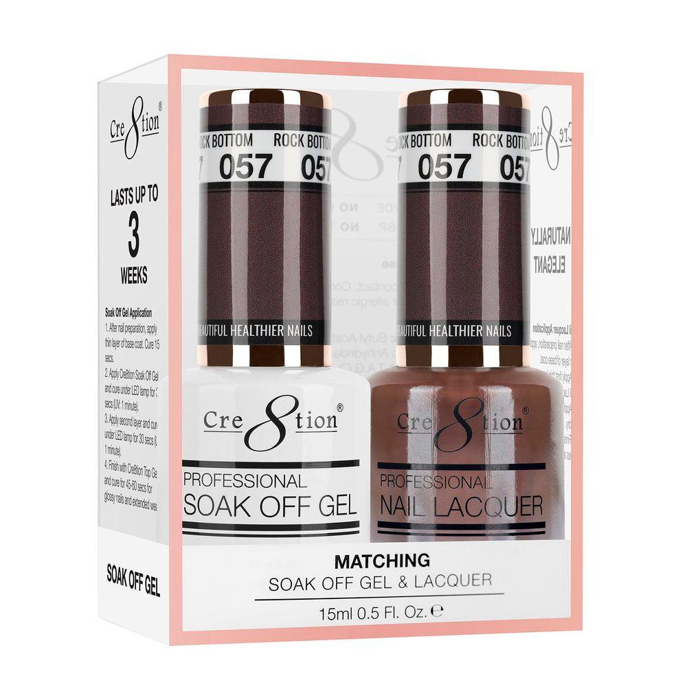 Cre8tion Soak Off Gel & Matching Nail Lacquer Set | 057 Rock Bottom