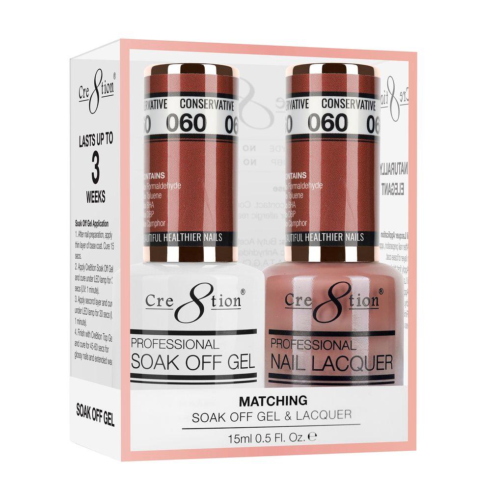 Cre8tion Soak Off Gel & Matching Nail Lacquer Set | 060 Conservative