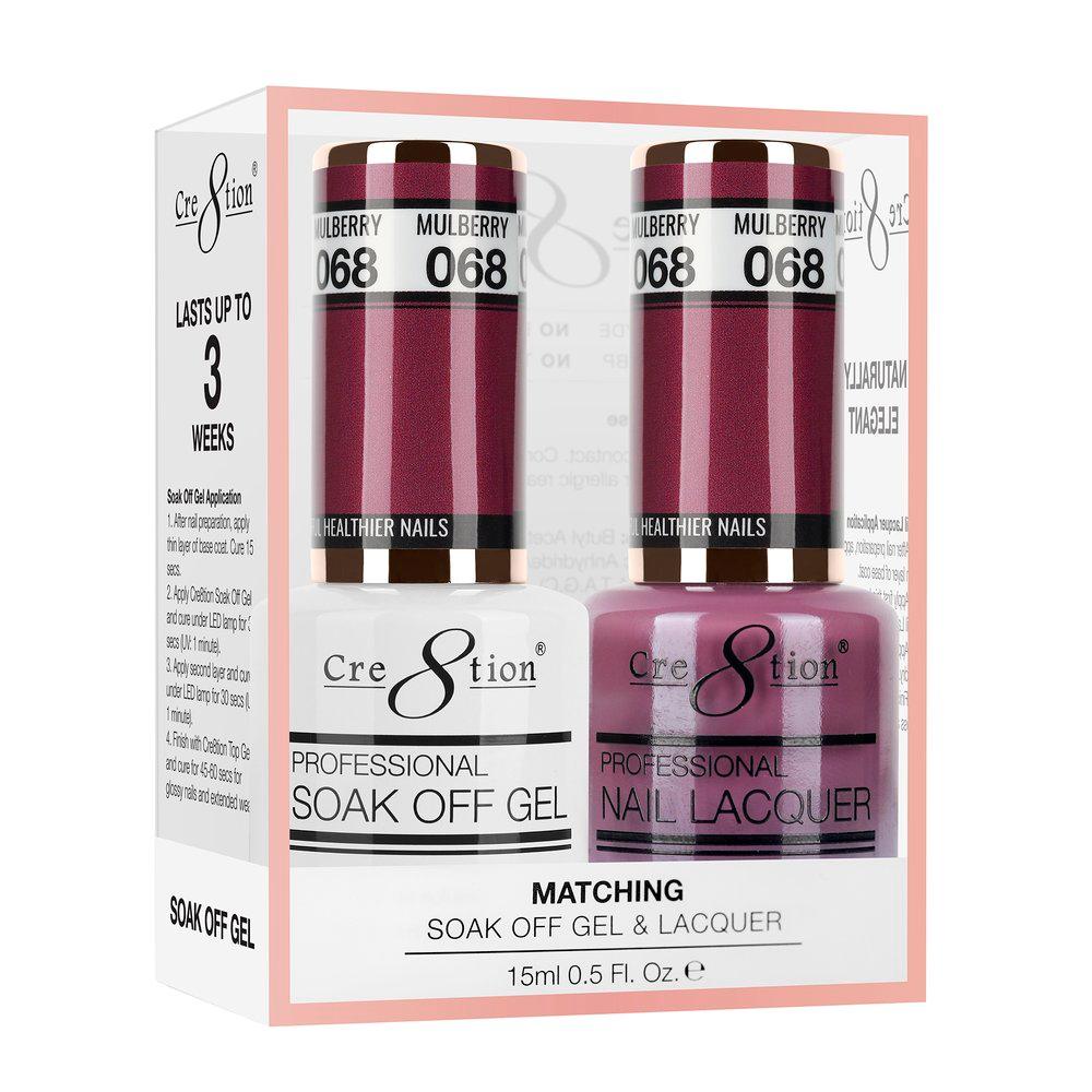 Cre8tion Soak Off Gel & Matching Nail Lacquer Set | 068 Mulberry