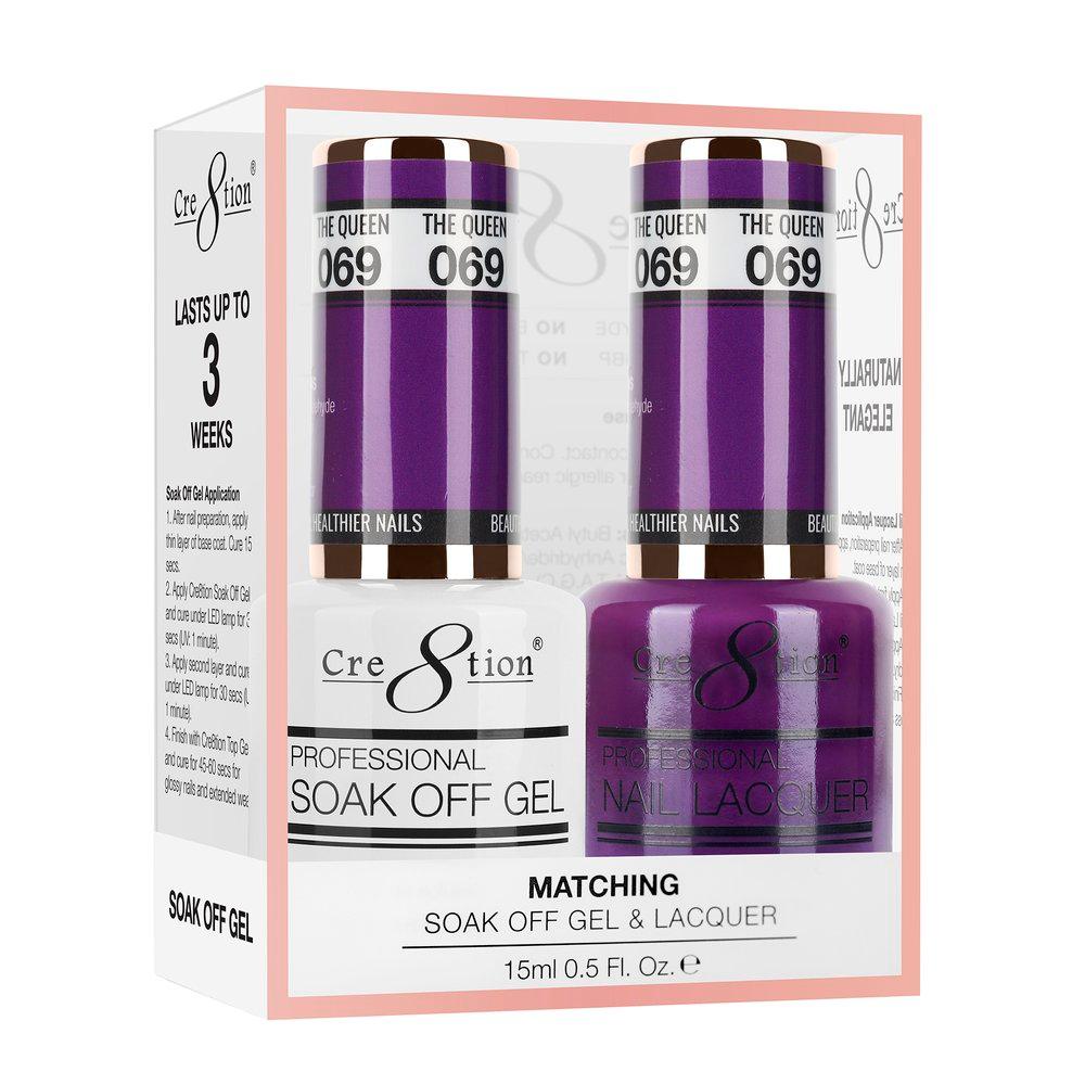 Cre8tion Soak Off Gel & Matching Nail Lacquer Set | 069 The Queen