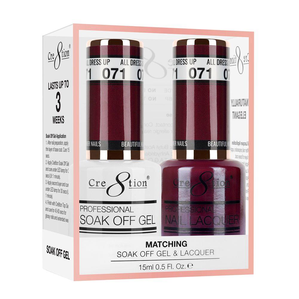 Cre8tion Soak Off Gel & Matching Nail Lacquer Set | 071 All Dressed Up