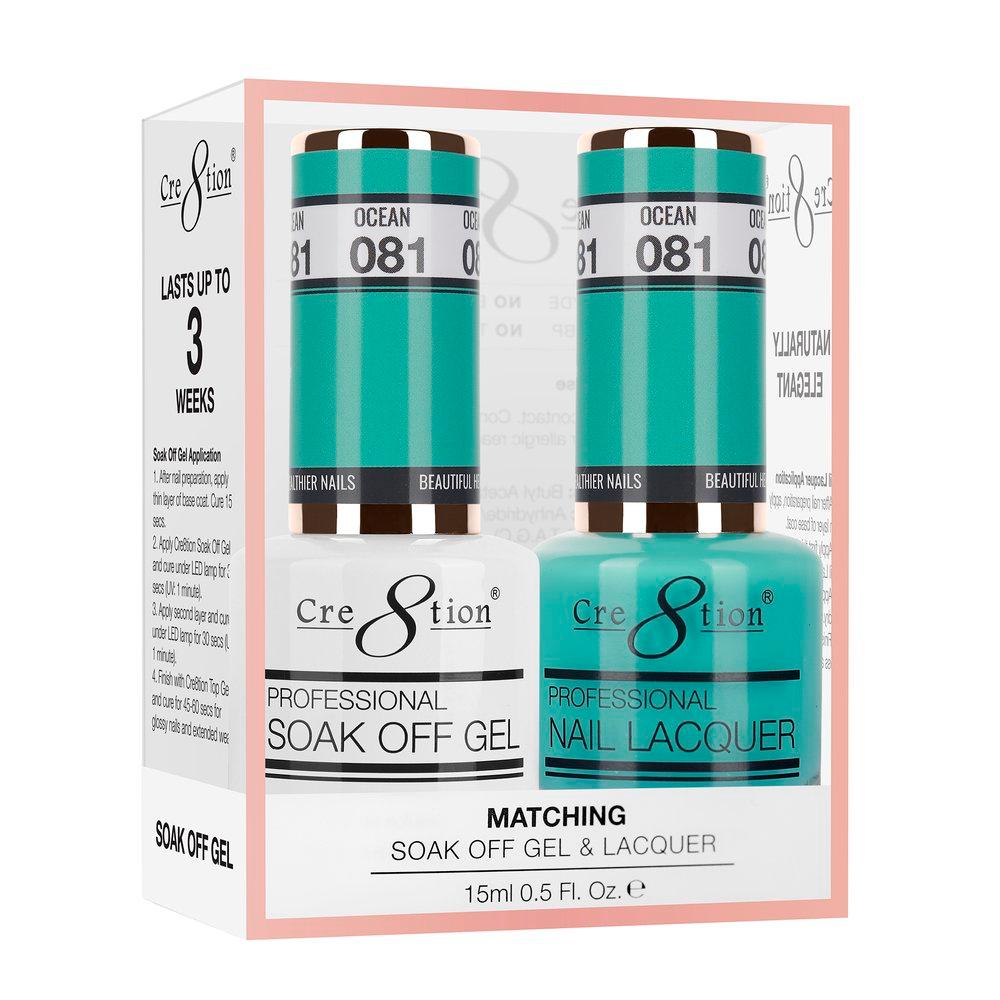 Cre8tion Soak Off Gel & Matching Nail Lacquer Set | 081 Ocean