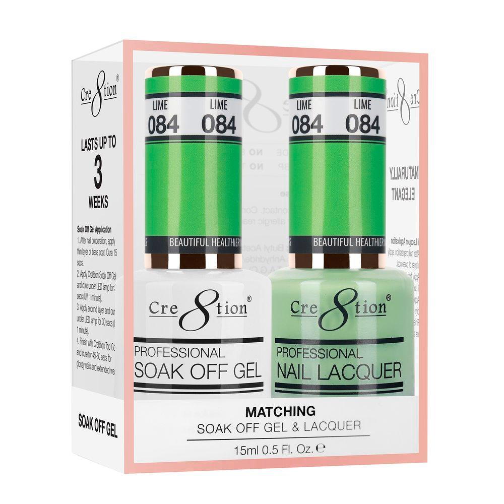 Cre8tion Soak Off Gel & Matching Nail Lacquer Set | 084 Lime