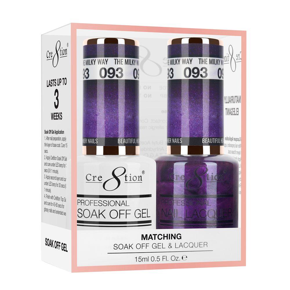 Cre8tion Soak Off Gel & Matching Nail Lacquer Set | 093 The Milky Way