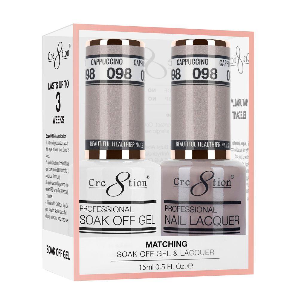 Cre8tion Soak Off Gel & Matching Nail Lacquer Set | 098 Cappuccino