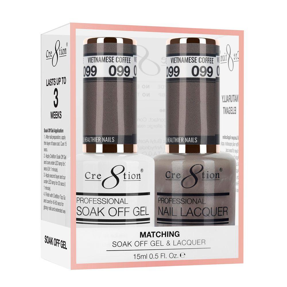 Cre8tion Soak Off Gel & Matching Nail Lacquer Set | 099 Vietnamese Coffee