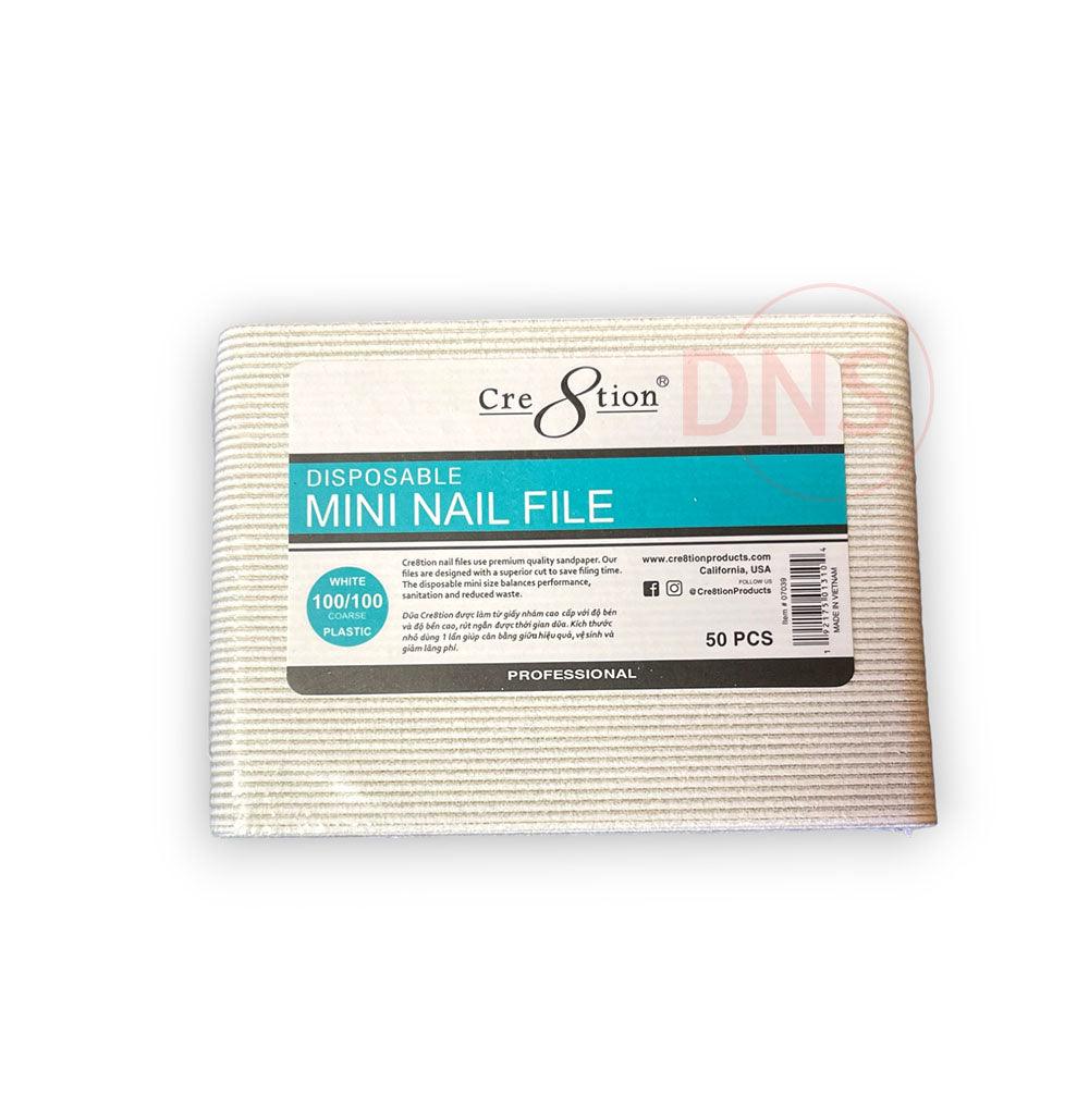 Cre8tion Mini Nail File Plastic Center White Grit 100/100 Item #07039