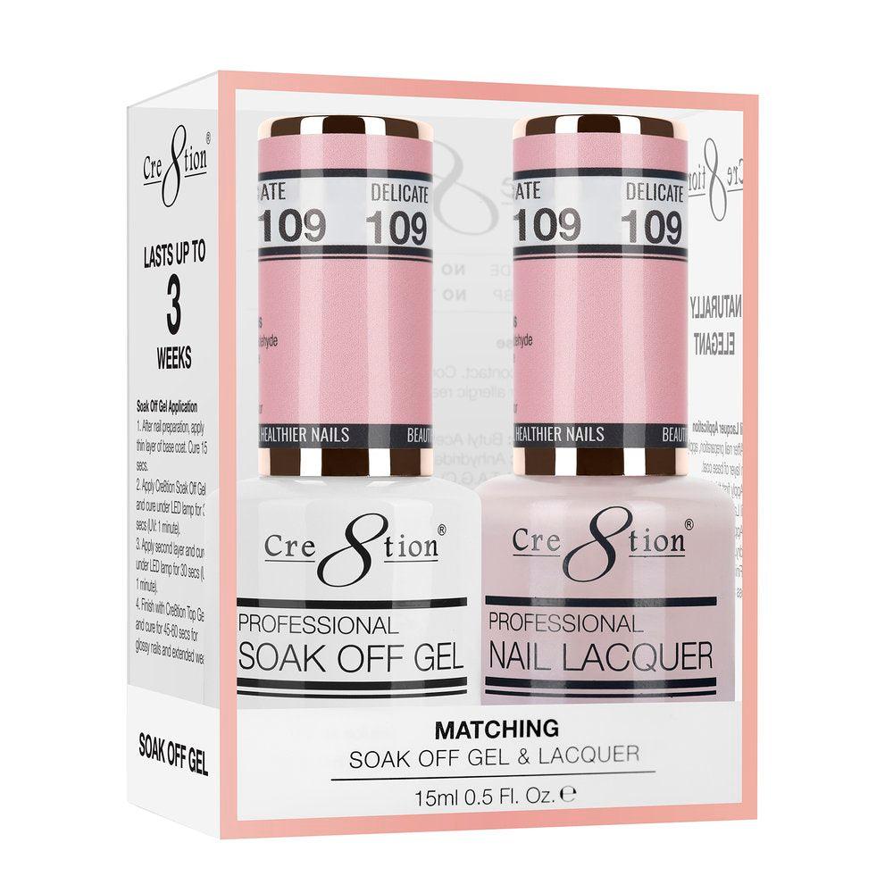 Cre8tion Soak Off Gel & Matching Nail Lacquer Set | 109 Delicate