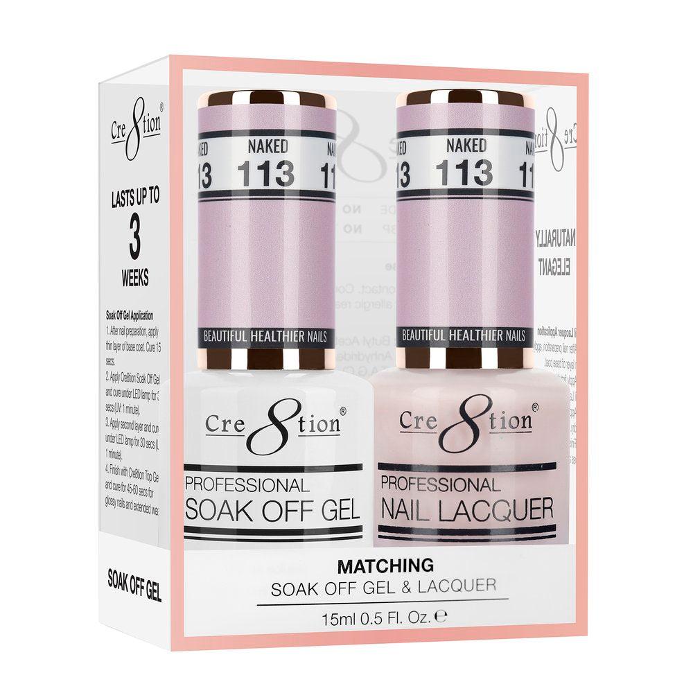Cre8tion Soak Off Gel & Matching Nail Lacquer Set | 113 Naked