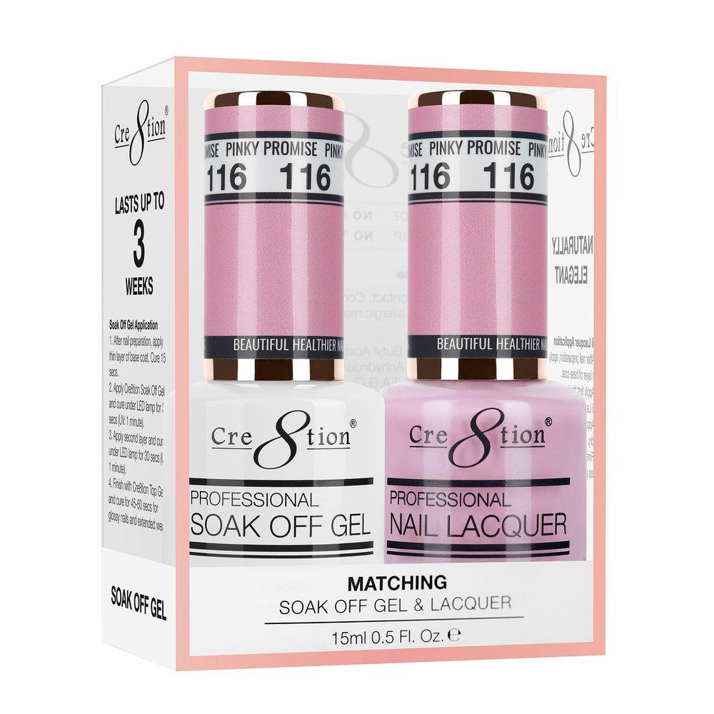 Cre8tion Soak Off Gel & Matching Nail Lacquer Set | 116 Pinky Promise