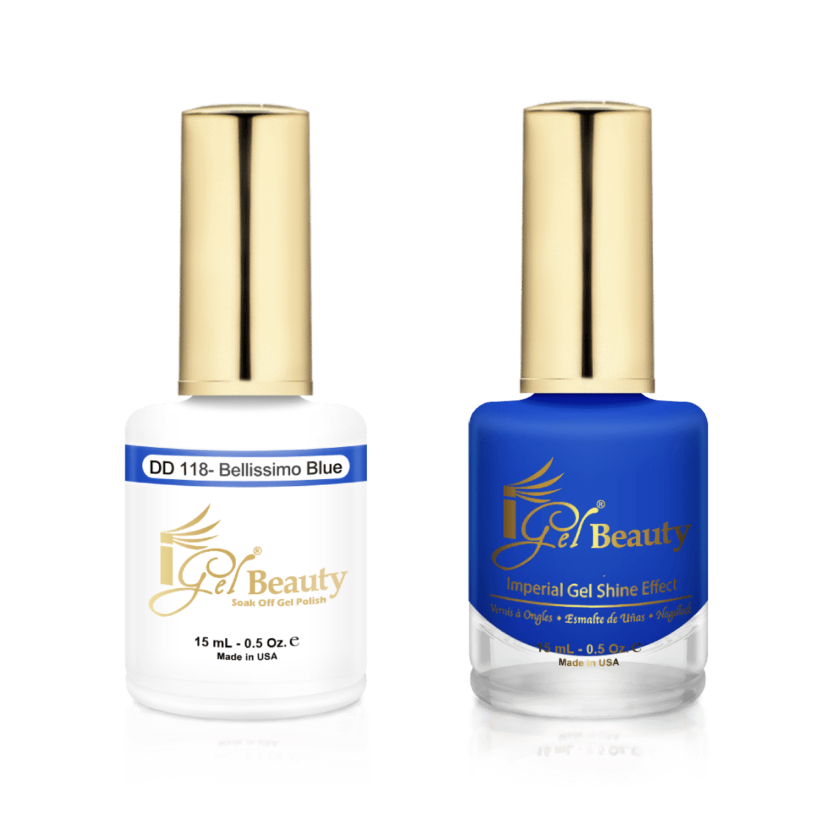 IGel Duo Gel Polish + Matching Nail Lacquer DD 118 BELLISSIMO BLUE