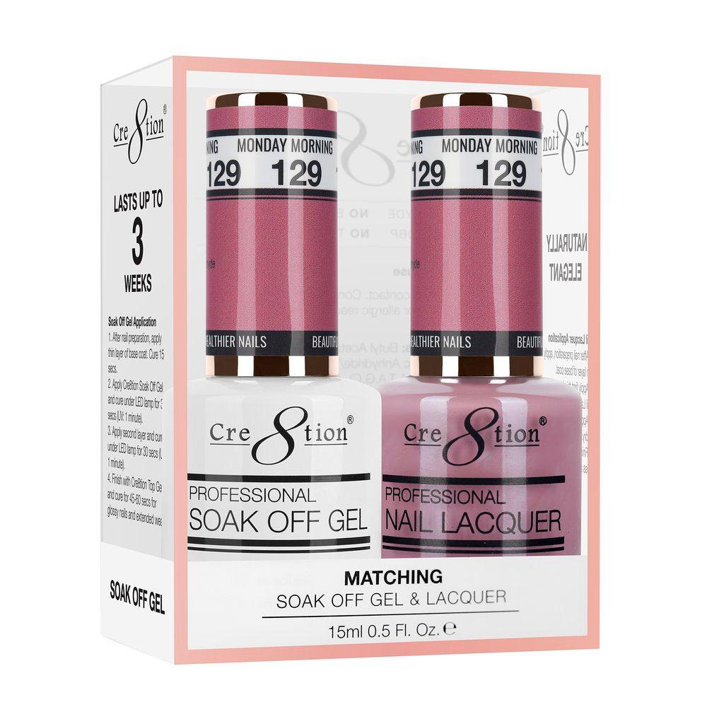 Cre8tion Soak Off Gel & Matching Nail Lacquer Set | 129 Monday Morning