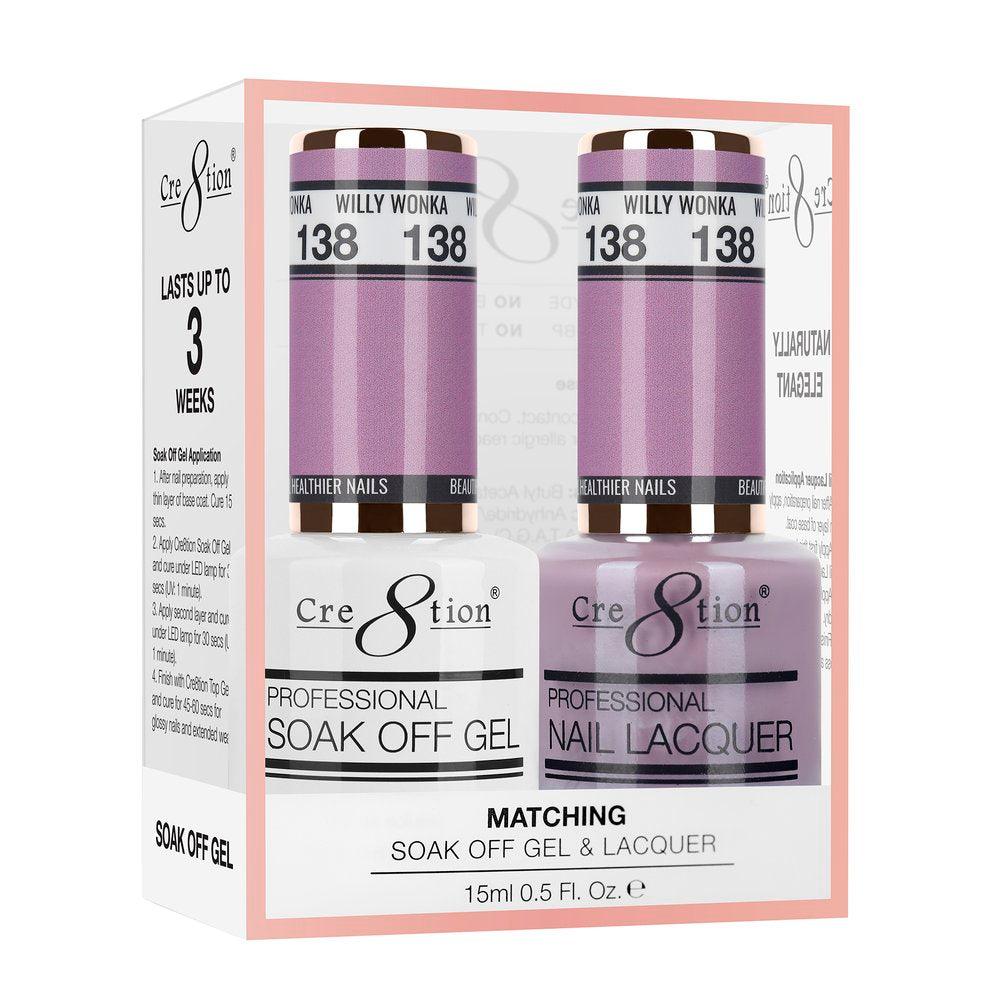 Cre8tion Soak Off Gel & Matching Nail Lacquer Set | 138 Willy Wonka