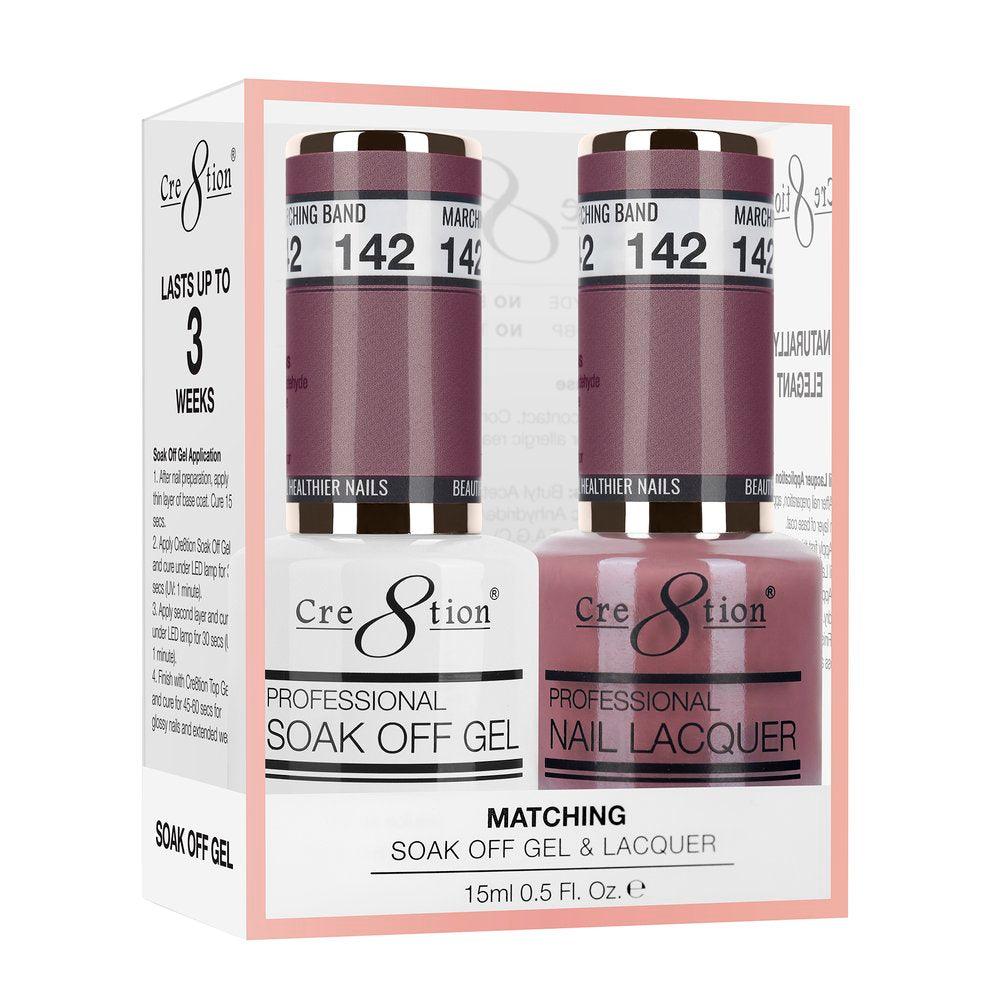 Cre8tion Soak Off Gel & Matching Nail Lacquer Set | 142 Marching Band