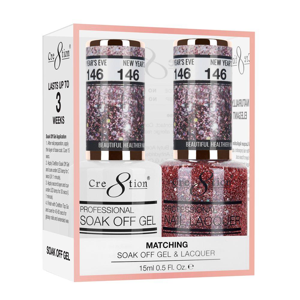 Cre8tion Soak Off Gel & Matching Nail Lacquer Set | 146 New Year's Eve
