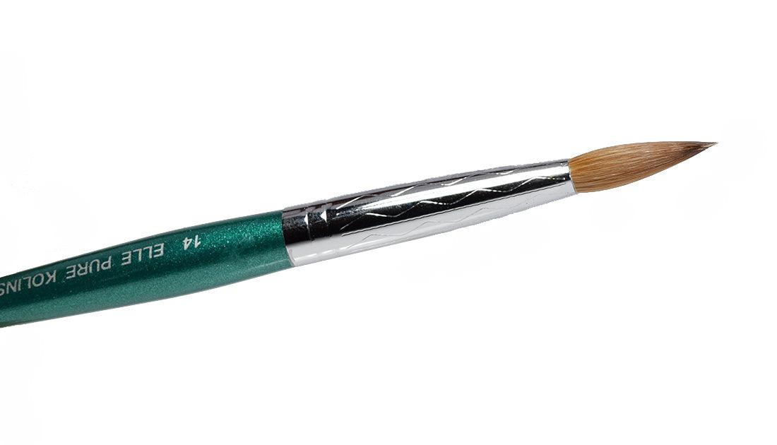 Acrylic Nail Brush Kolinsky | Elle Green Handle Crimped Size #14