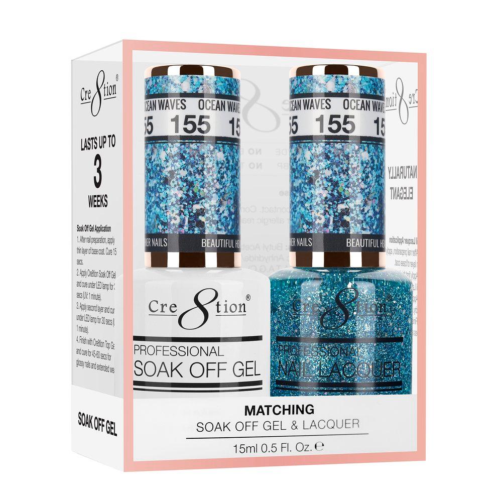 Cre8tion Soak Off Gel & Matching Nail Lacquer Set | 155 Ocean Waves