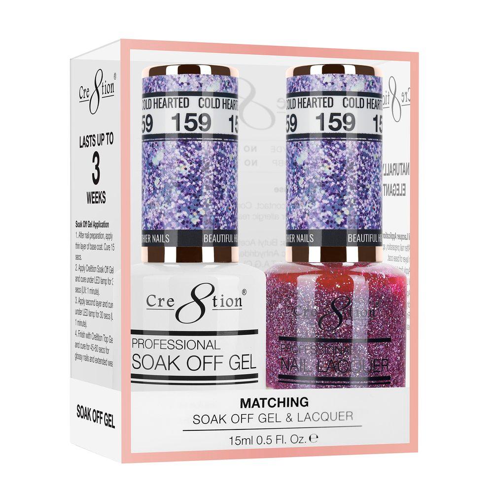 Cre8tion Soak Off Gel & Matching Nail Lacquer Set | 159 Cold Hearted