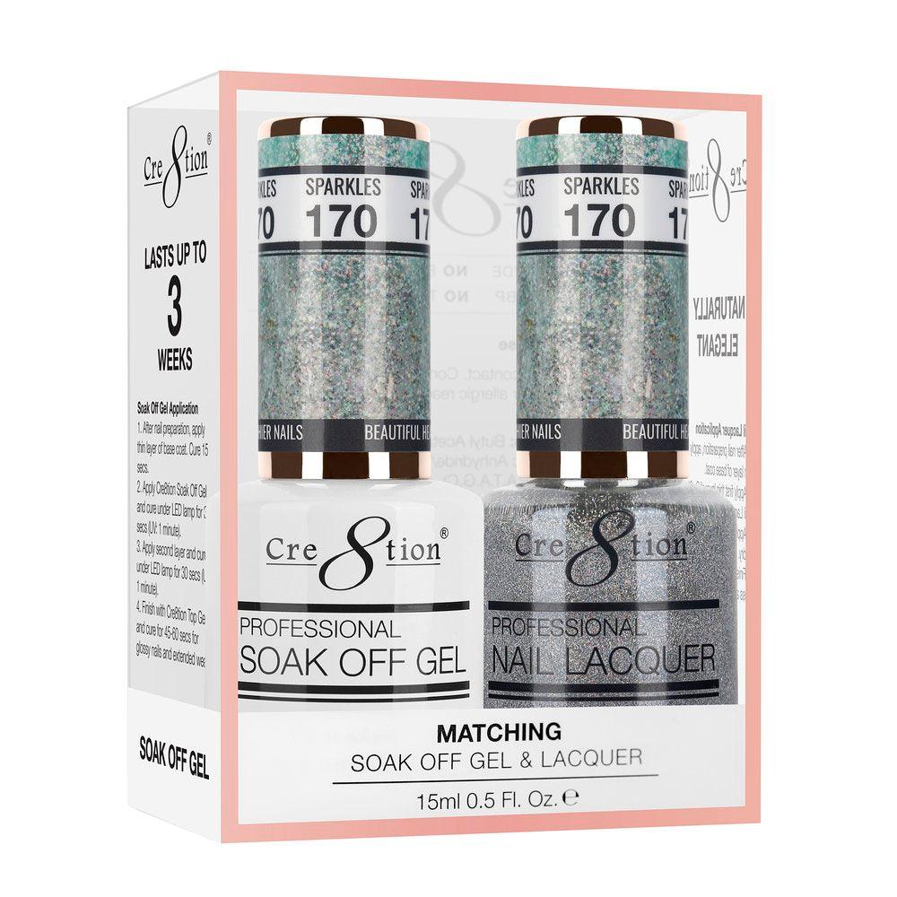 Cre8tion Soak Off Gel & Matching Nail Lacquer Set | 170 Sparkles