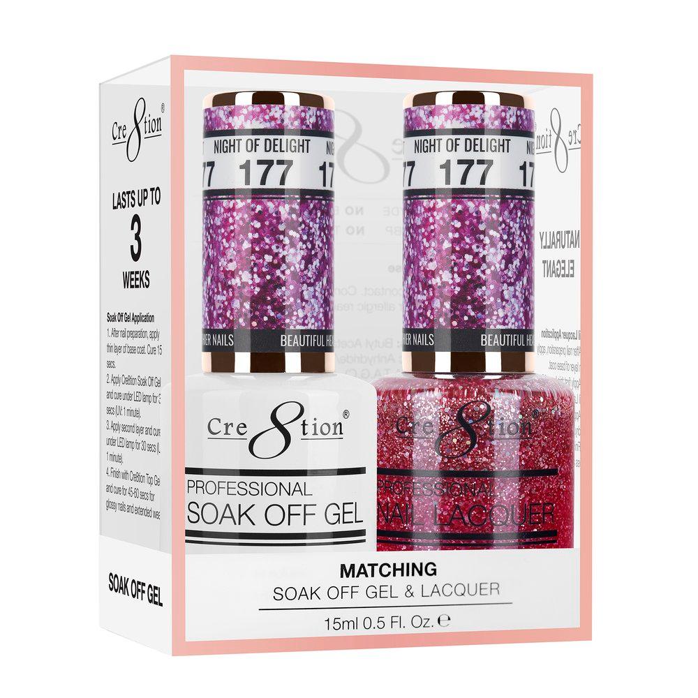 Cre8tion Soak Off Gel & Matching Nail Lacquer Set | 177 Night Of Delight