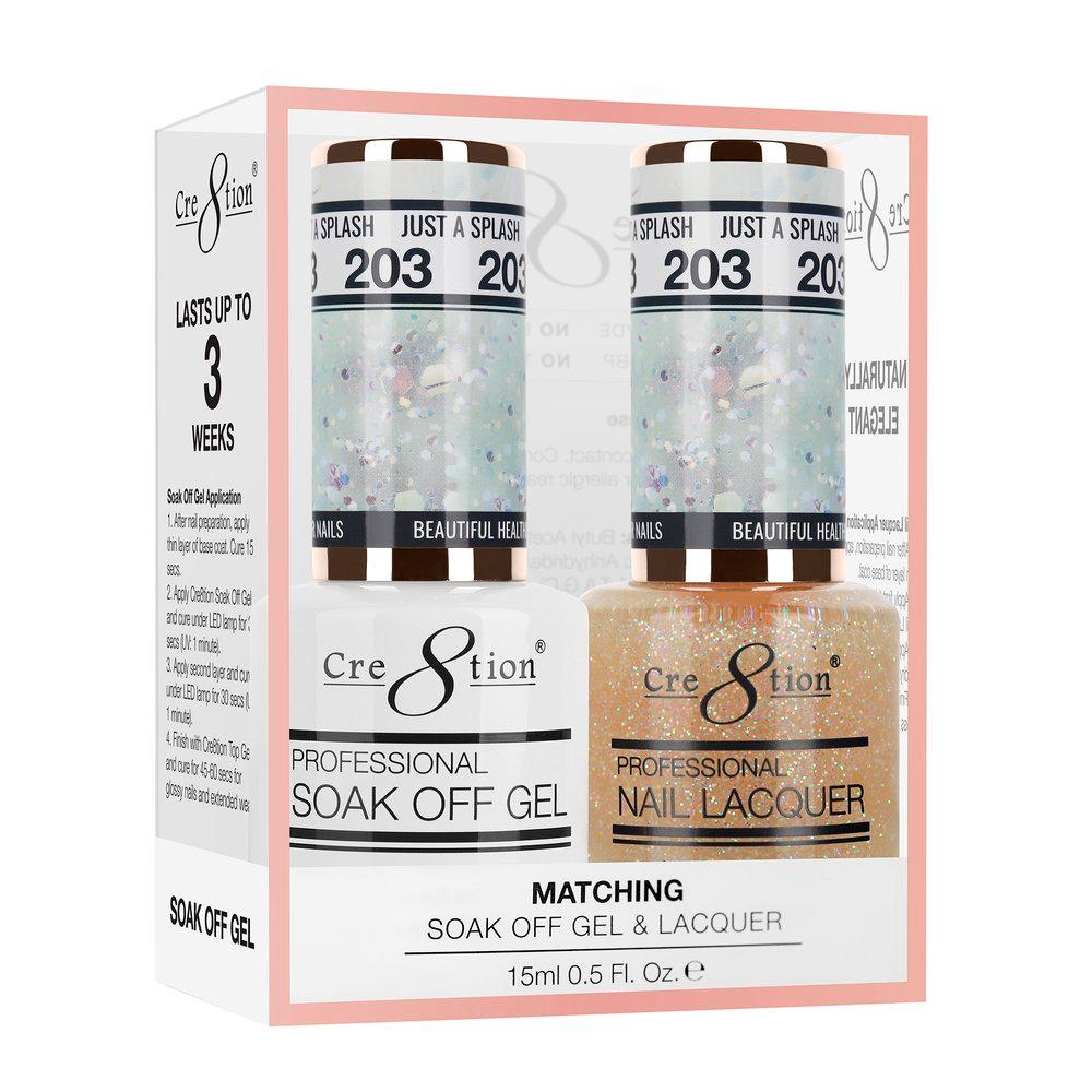 Cre8tion Soak Off Gel & Matching Nail Lacquer Set | 203 Just A Splash