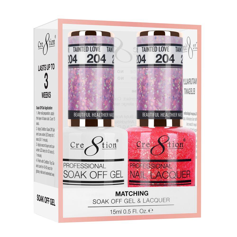 Cre8tion Soak Off Gel & Matching Nail Lacquer Set | 204 Tainted Love