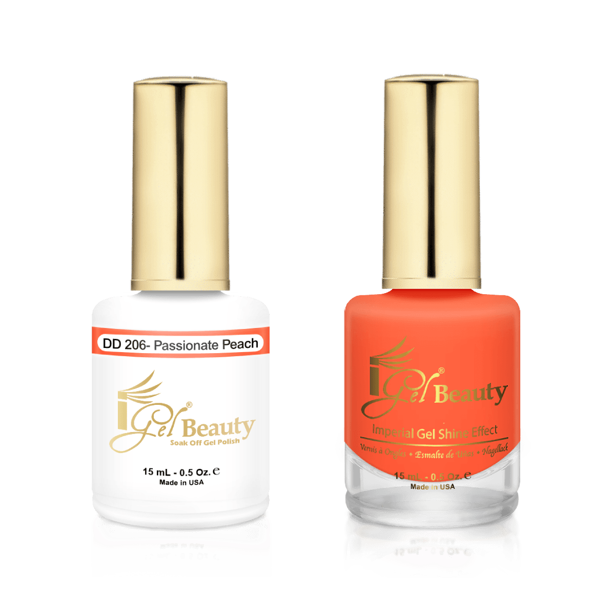 IGel Duo Gel Polish + Matching Nail Lacquer DD 206 PASSIONATE PEACH