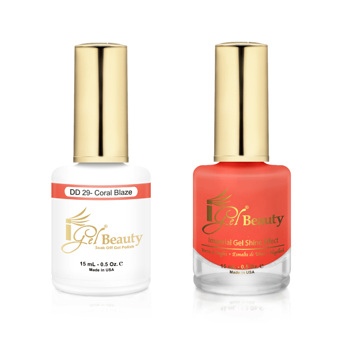 IGel Duo Gel Polish + Matching Nail Lacquer DD 29 CORAL BLAZE