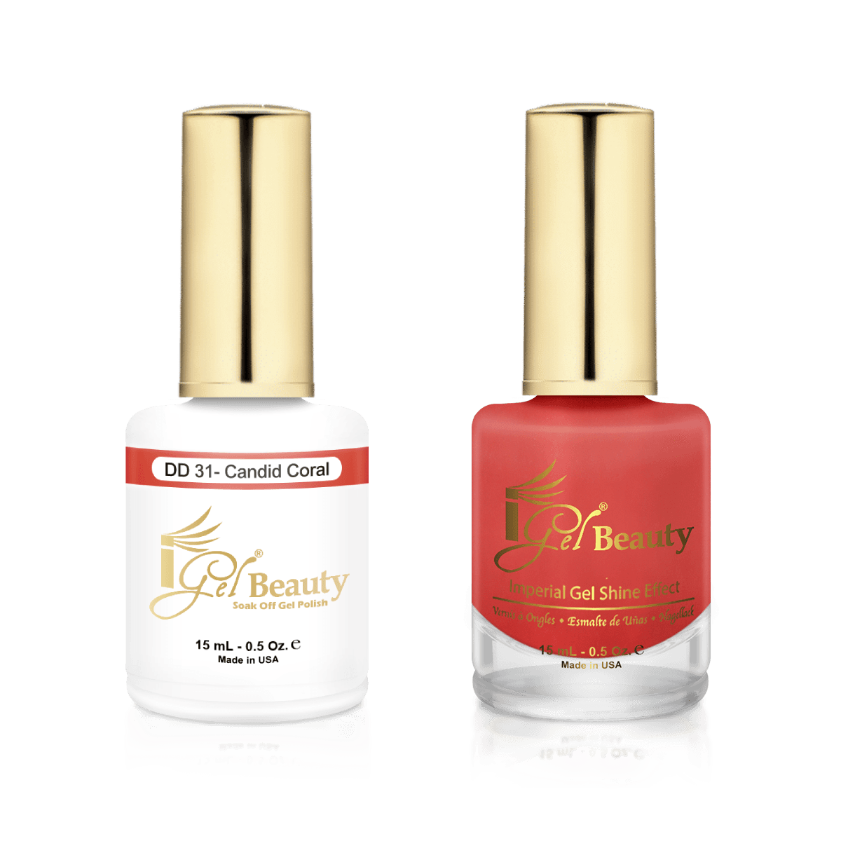 IGel Duo Gel Polish + Matching Nail Lacquer DD 31 CANDID CORAL